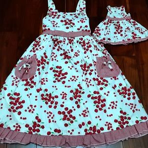 MAGGIE & ZOE CHERRY PICKING DOLLY & ME DRESSES 6X